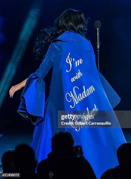 Singer-songwriter, Katy Perry performs during Katy Perry holds Get Out The Vote concert in support of Hillary Clinton at Mann Center For Performing...