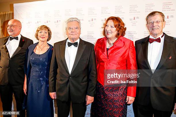 Alfred Weiss , Daniela Schadt, federal President of Germany Joachim Gauck, Elisabeth Pott and Alard von Rohr arrive at the 23rd Opera Gala at...