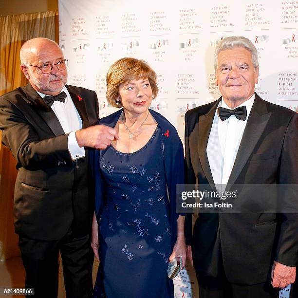 Alfred Weiss , federal President of Germany Joachim Gauck and his girlfriend Daniela Schadt arrive at the 23rd Opera Gala at Deutsche Oper Berlin on...
