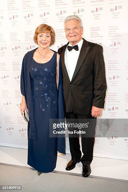 Federal president of Germany Joachim Gauck and his girlfriend Daniela Schadt arrive at the 23rd Opera Gala at Deutsche Oper Berlin on November 5,...