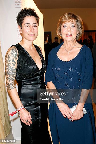 German moderator Dunja Hayali and Daniela Schadt, girlfriend of the federal president of Germany Joachim Gauck arrive at the 23rd Opera Gala at...