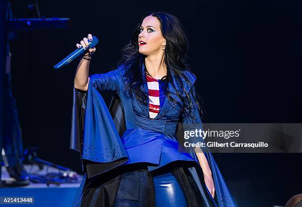 Singer-songwriter, Katy Perry performs during Katy Perry holds Get Out The Vote concert in support of Hillary Clinton at Mann Center For Performing...