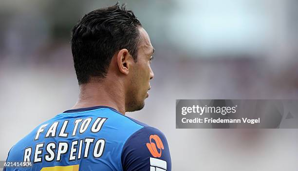 Ricardo Oliveira of Santos reacts during the match between Ponte Preta and Santos for the Brazilian Series A 2016 at Moises Lucarelli Stadium on...