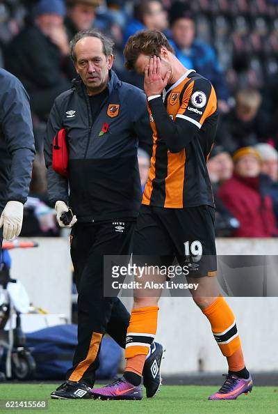 Will Kean of Hull City is subtituted following an injury during the ...