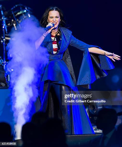 Singer-songwriter, Katy Perry performs during Katy Perry holds Get Out The Vote concert in support of Hillary Clinton at Mann Center For Performing...