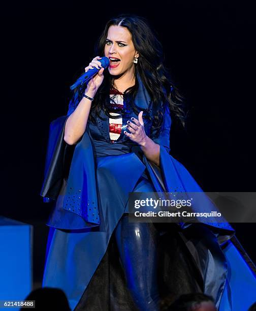 Singer-songwriter, Katy Perry performs during Katy Perry holds Get Out The Vote concert in support of Hillary Clinton at Mann Center For Performing...