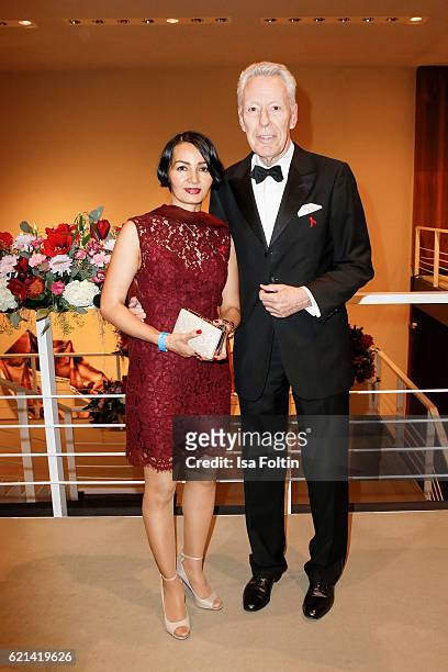 German author Egon F. Freiheit and his girlfriend Amira arrive at the 23rd Opera Gala at Deutsche Oper Berlin on November 5, 2016 in Berlin, Germany.