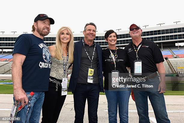Actor Chuck Norris, Gena O'Kelley, actor Dennis Quaid, Shawna Morris and former Tampa Bay Devil Rays relief pitcher Jim Morris pose prior to the...