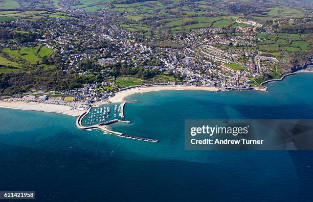 lyme regis from above - lime overhead stock pictures, royalty-free photos & images