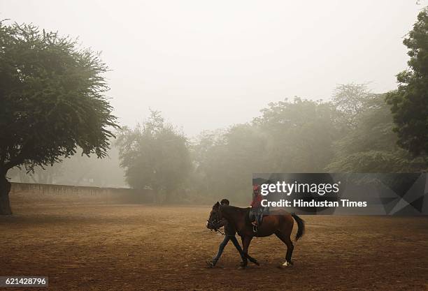 Huge layer of smog covered city due to increase in pollution, on November 6, 2016 in New Delhi, India. New Delhi's air quality has steadily worsened...