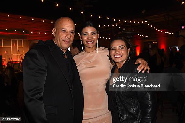 Vin Diesel, Paloma Jimenez and Hilda Somarriba attend the 10th Annual GO Campaign Gala on November 5, 2016 in Los Angeles, California.