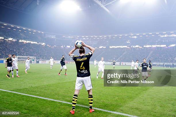 Nils-Eric Johansson of AIK during the Allsvenskan match between AIK and Kalmar FF at Friends arena on November 6, 2016 in Solna, Sweden.