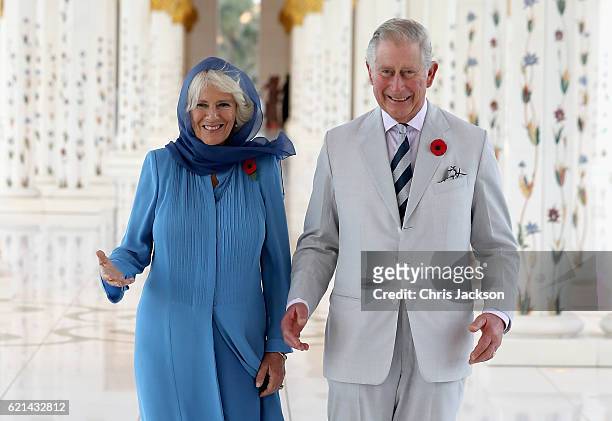 Camilla, Duchess of Cornwall and Prince Charles, Prince of Wales visit the Grand Mosque on the first day of a Royal tour of the United Arab Emirates...