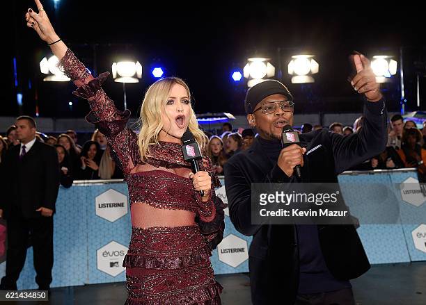 Laura Whitmore and Sway present the red carpet at the MTV Europe Music Awards 2016 on November 6, 2016 in Rotterdam, Netherlands.