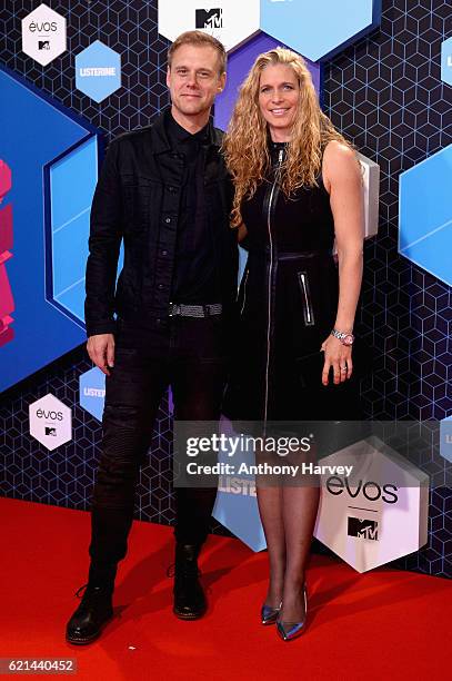 Armin van Buuren with partner Erika van Thiel attend the MTV Europe Music Awards 2016 on November 6, 2016 in Rotterdam, Netherlands.