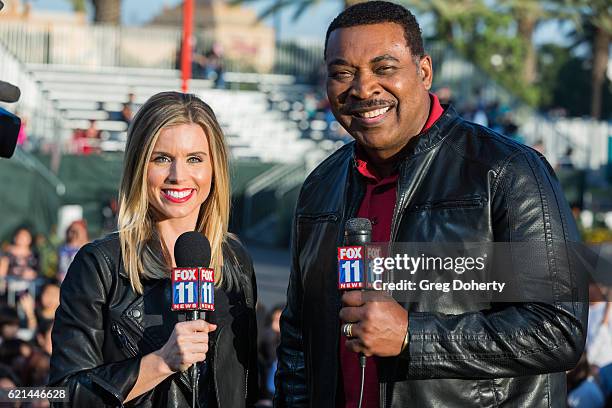 Personality and Co-Anchor of Good Day LA Maria Sansone and Co-anchor of Fox 11 Morning News Tony McEwing on stage at the Citadel Outlets' 15th Annual...