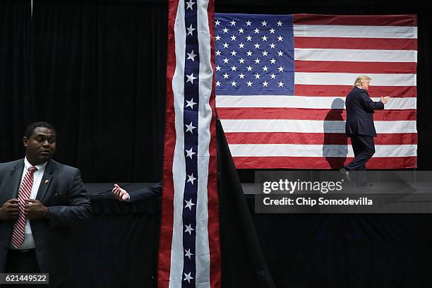 Republican presidential nominee Donald Trump holds a campaign rally at the Sioux City Convention Center November 6, 2016 in Sioux City, Iowa. With...
