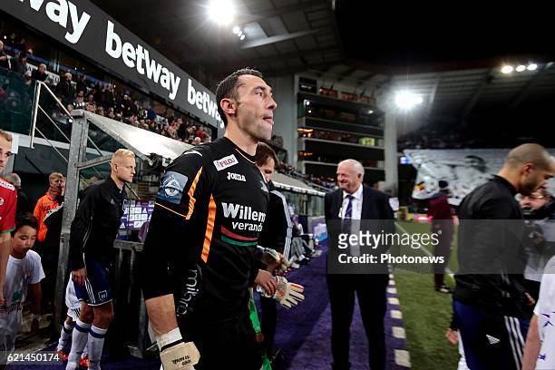 Anderlecht, Belgium Silvio Proto goalkeeper of KV Oostende pictured during the Jupiler Pro League match between RSC Anderlecht and KV Oostende at the...