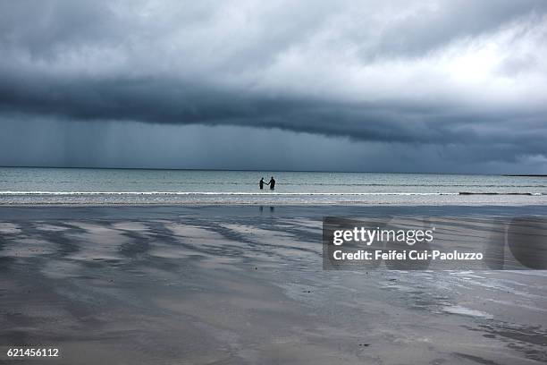 dramatic sky at enniscrone beach of sligo county in ireland - 2 dramatic landscape stock pictures, royalty-free photos & images