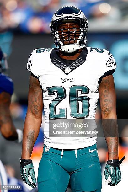 Jaylen Watkins of the Philadelphia Eagles reacts against the New York Giants during the first half of the game at MetLife Stadium on November 6, 2016...