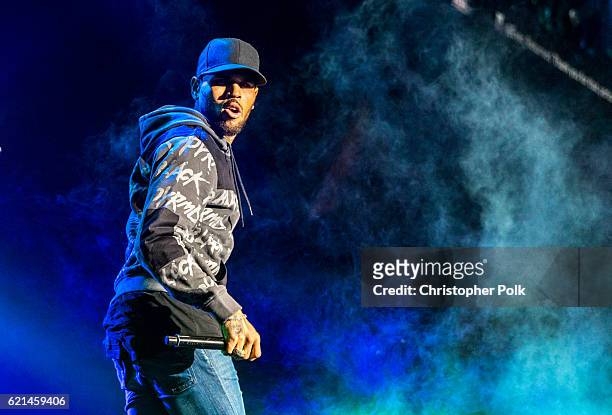 Chris Brown performs at Real 92.3's The Real Show at The Forum on November 5, 2016 in Inglewood, California.