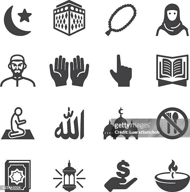 islam islamische ramadan arabischen religionen silhouette icons | eps10 - muslim stock-grafiken, -clipart, -cartoons und -symbole