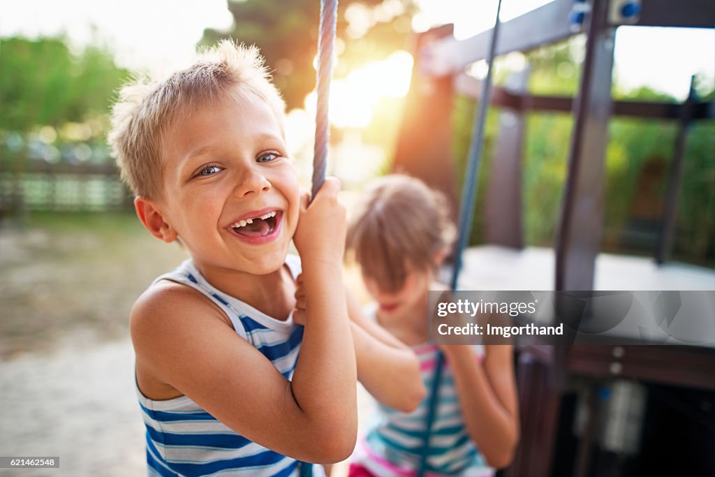 Kids laughing at the playground