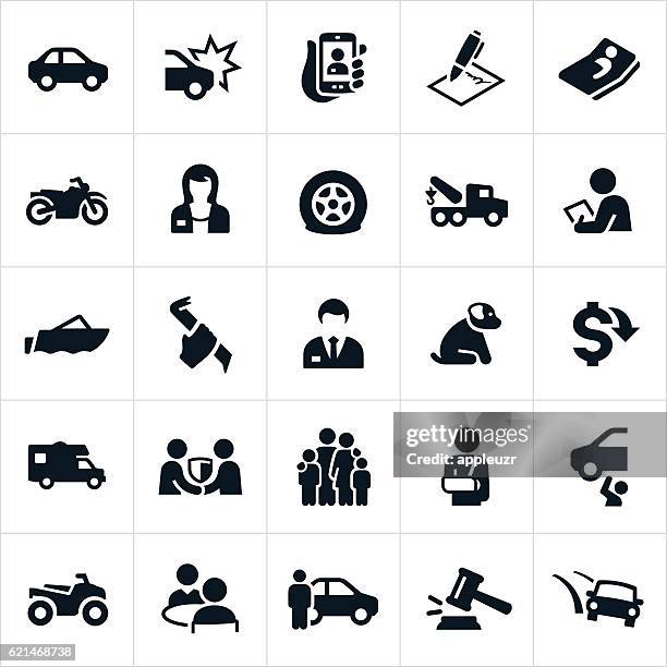 vehicle insurance icons - 事故 幅插畫檔、美工圖案、卡通及圖標