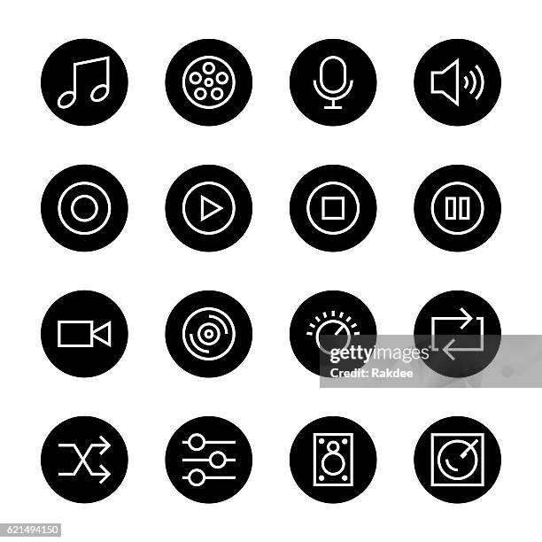 basic icon set 5 - black circle series - record button stock illustrations