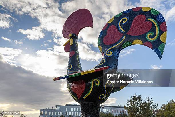 Inauguration of Pop Galo, a public art work of Portuguese artist Joana Vasconcelos, inspired by the iconic 'Galo de Barcelos' , that combines...