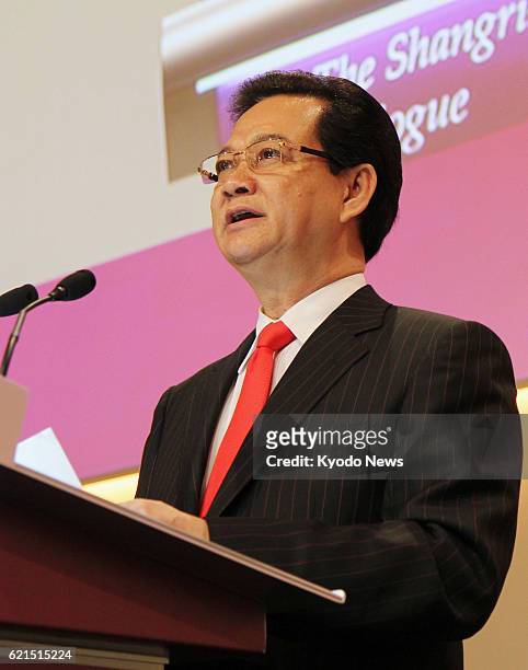 Singapore - Vietnamese Prime Minister Nguyen Tan Dung speaks at the Asia Security Summit in Singapore on May 31, 2013.