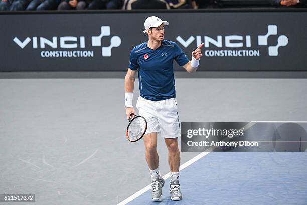 Andy Murray during the Mens Singles Final match on day seven of the BNP Paribas Masters at Hotel Accor Arena Bercy on November 6, 2016 in Paris,...