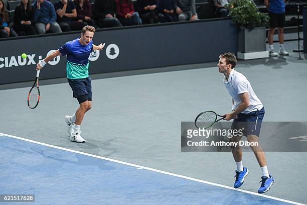 Henri Kontinen and John Peers during the Mens Double Final match on day seven of the BNP Paribas Masters at Hotel Accor Arena Bercy on November 6,...