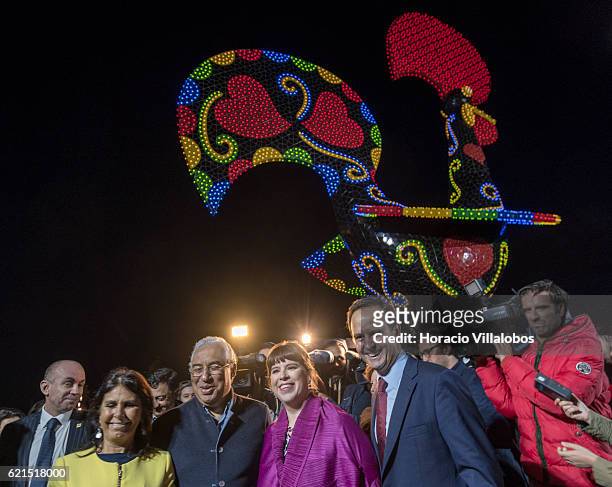 Portuguese artist Joana Vasconcelos is accompanied by Portugal's Prime Minister Antonio Costa , his wife Fernanda Maria Goncalves Tadeu , and the...
