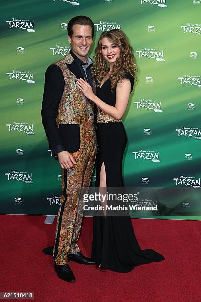 Alexander Klaws alias Tarzan and Tessa Sunniva van Tol alias Jane attend 'Tarzan' Musical Premiere on November 6, 2016 in Oberhausen, Germany.