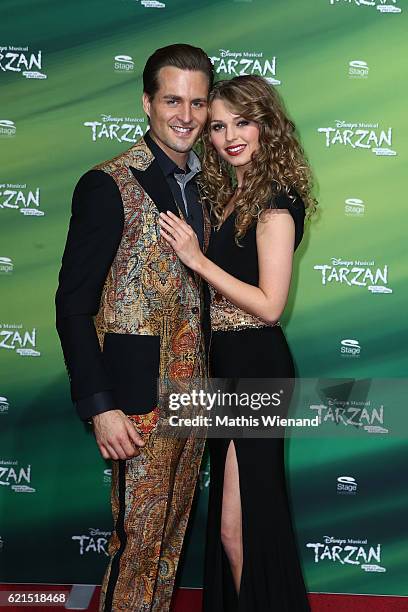 Alexander Klaws alias Tarzan and Tessa Sunniva van Tol alias Jane attend 'Tarzan' Musical Premiere on November 6, 2016 in Oberhausen, Germany.