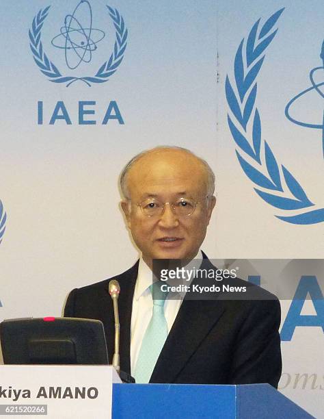 Austria - Yukiya Amano, director general of the International Atomic Energy Agency, holds a press conference at the IAEA headquarters in Vienna on...
