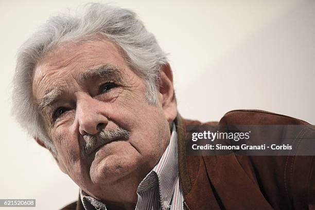 Former Uruguayan President Jose '' Pepe '' Mujica meets students of Rome during the presentation of the book "Una pecora nera al potere" at the...