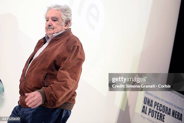 Former Uruguayan President Jose '' Pepe '' Mujica meets students of Rome during the presentation of the book "Una pecora nera al potere" at the...