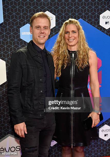 Armin van Buuren and partner Erika van Thiel attend the MTV Europe Music Awards 2016 on November 6, 2016 in Rotterdam, Netherlands.