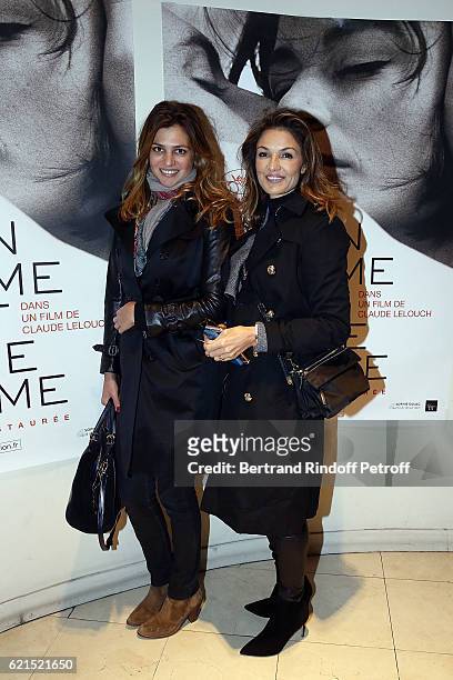 Actress Isabelle Funaro and Actress Nadia Fares attend "Un Homme et Une Femme" screening for its 5Oth Anniversary at l'Arlequin on November 6, 2016...