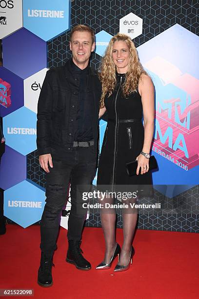 Armin van Buuren with partner Erika van Thiel attend the MTV Europe Music Awards 2016 on November 6, 2016 in Rotterdam, Netherlands.