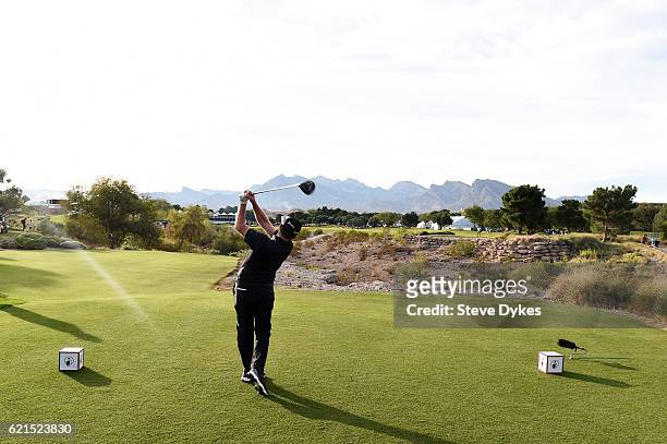 Rod Pampling of Australia plays his shot from the 18th tee during the final round of the Shriners Hospitals For Children Open on November 6, 2016 in...