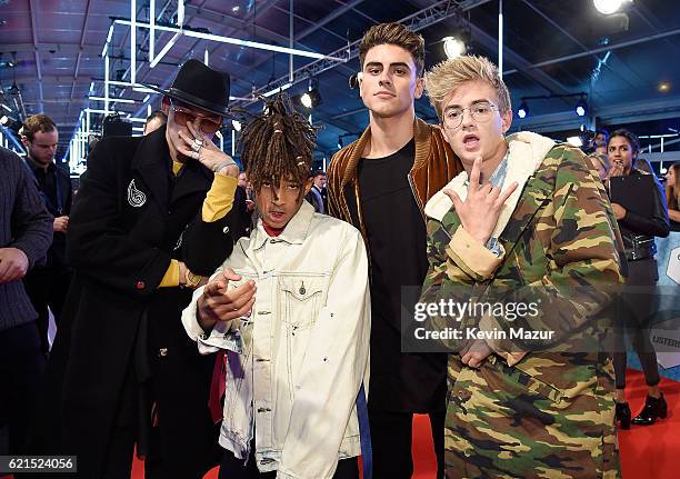 Jaden Smith with Jack and Jack and guest at the MTV Europe Music Awards 2016 on November 6, 2016 in Rotterdam, Netherlands.