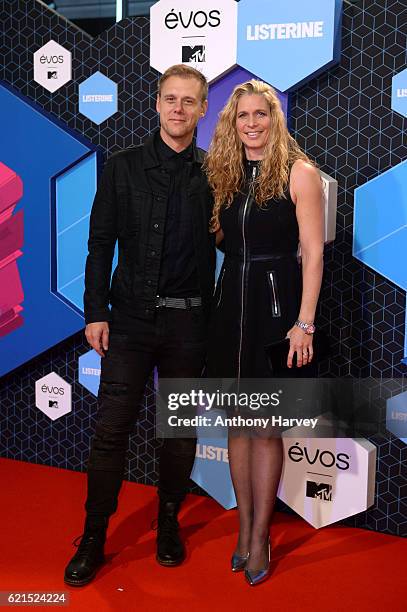 Armin van Buuren with partner Erika van Thiel attend the MTV Europe Music Awards 2016 on November 6, 2016 in Rotterdam, Netherlands.