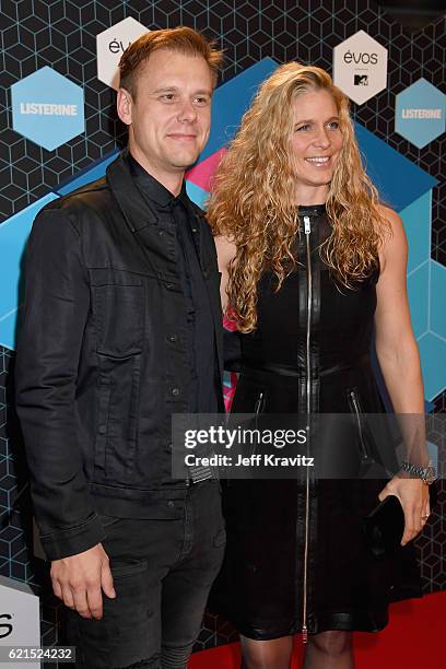 Armin van Buuren with partner Erika van Thiel attend the MTV Europe Music Awards 2016 on November 6, 2016 in Rotterdam, Netherlands.