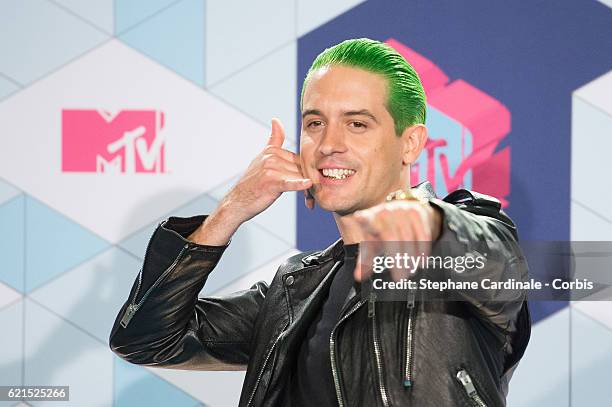 Eazy poses in the Winner's room at the MTV Europe Music Awards 2016 on November 6, 2016 in Rotterdam, Netherlands.