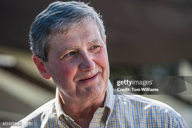 John Kennedy, Republican candidate for the U.S. Senate from Louisiana, greets fans at a tailgate party before a football game between the Louisiana...