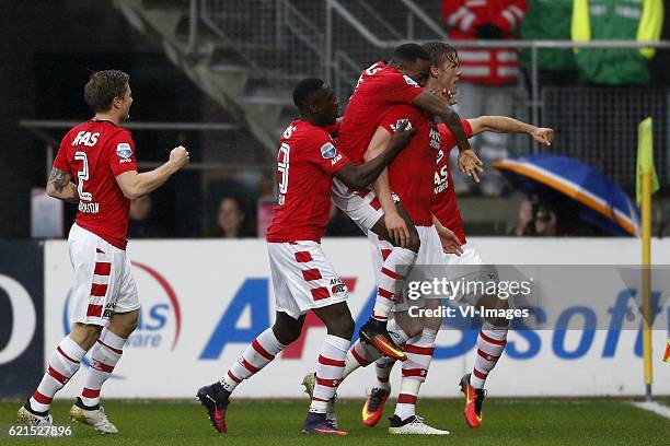 , Mattias Johansson of AZ Alkmaar, Derrick Luckassen of AZ Alkmaar, Ridgeciano Haps of AZ Alkmaar, Wout Weghorst of AZ Alkmaarduring the Dutch...