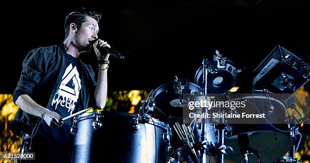 Dan Smith of Bastille performs at Manchester Arena on November 6, 2016 in Manchester, England.